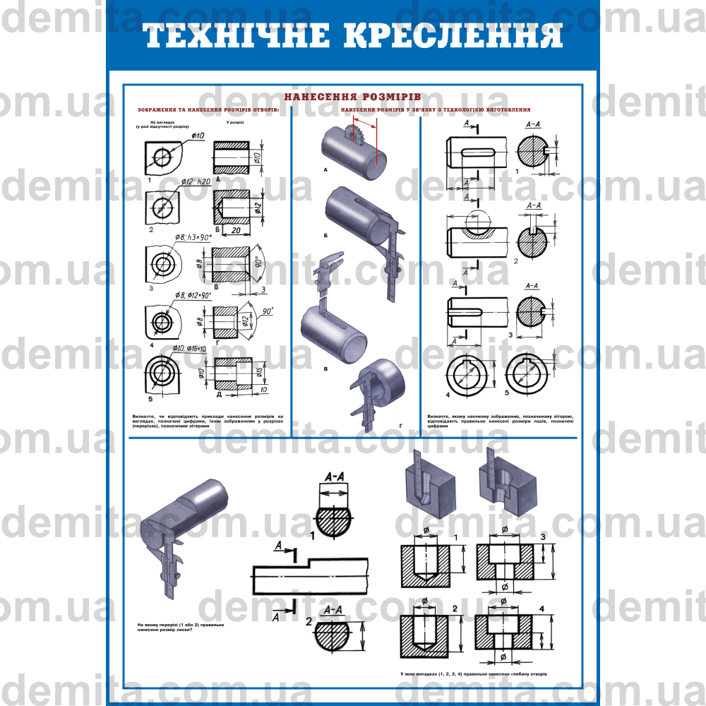 0814. Технічне креслення. Нанесення розмірів.