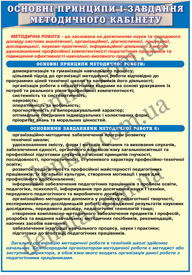 1857. Основні принципи і завдання методичного кабінету.