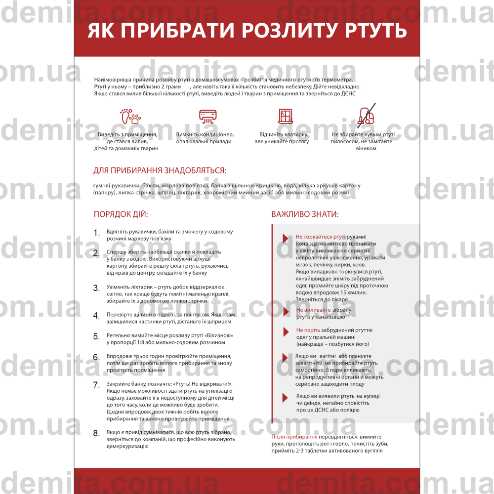 2284. Як прибрати розлиту ртуть.