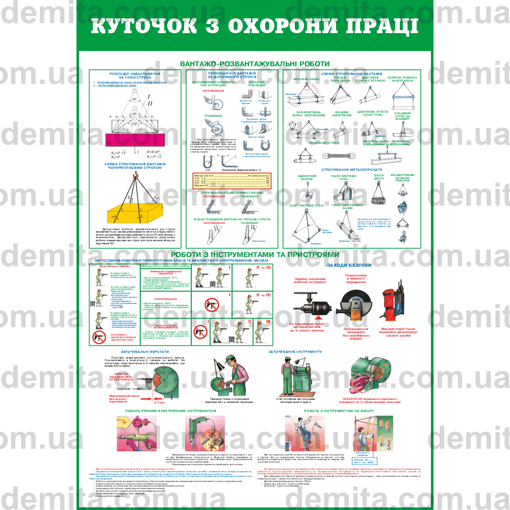 2540. Куточок з охорони праці. Вантажо-розвантажувальні роботи. Роботи з інструментами та пристроями.