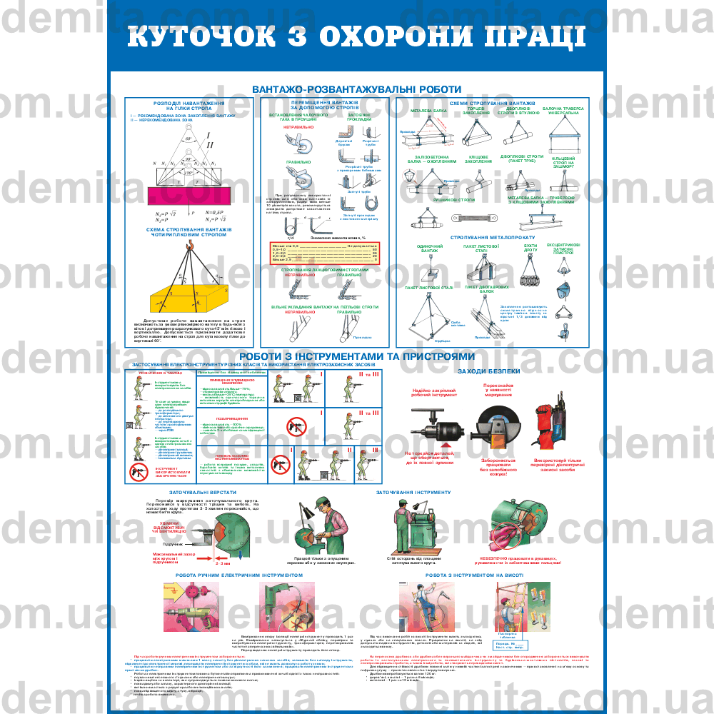 2540. Куточок з охорони праці. Вантажо-розвантажувальні роботи. Роботи з інструментами та пристроями.